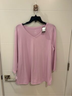 J. Jill Light Pink V-Neck Long Sleeve Top